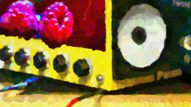 AI generated picture of an amplifier with raspberries